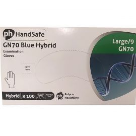 Polyco Blue Large GN70 Hybrid Powder-Free Gloves - 1 Pack Of 100