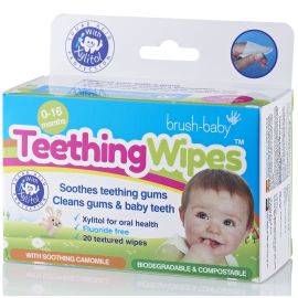 Brush-Baby Gentle Biodegradable Teething Wipes - 20 Wipes