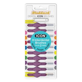 Stoddard Icon Purple Standard Interdental Brush Bonus Pack - 1 Pack Of 8 Plus 2 Free Brushes