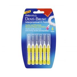 Denti-Brush Yellow Interproximal Brushes 0.7mm - Pack Of 6