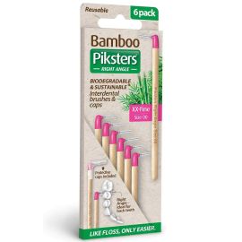 Piksters Bamboo Angled Interdental Brushes 0.60mm - Pink Size 00 - Pack Of 6