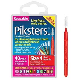 Piksters Interdental Brushes 0.65mm - Red Size 4 - Pack Of 40