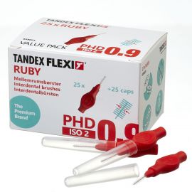 Tandex Flexi Ruby Interdental Brushes 0.90mm - Pack Of 25