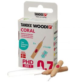 Tandex WOODI PHD 0.7 ISO 1 Coral Interdental Brushes - Pack Of 6
