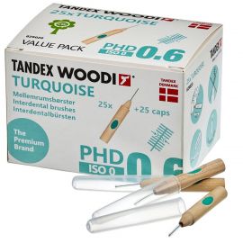 Tandex WOODI PHD 0.6 ISO 0 Turquoise Interdental Brushe - Pack Of 25
