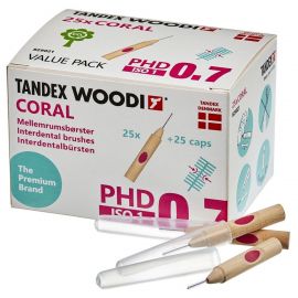 Tandex WOODI PHD 0.7 ISO 1 Coral Interdental Brushes - Pack Of 25