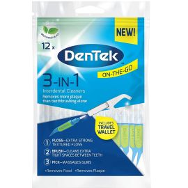 DenTek On-The-Go 3-in 1 Interdental Cleaners - Pack Of 12