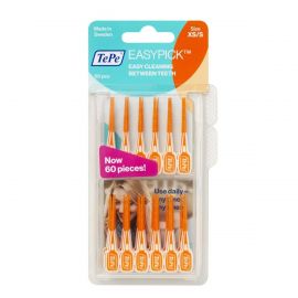 TePe EasyPick Orange Interdental Brushes Orange Size X-Small/Small - Pack Of 60