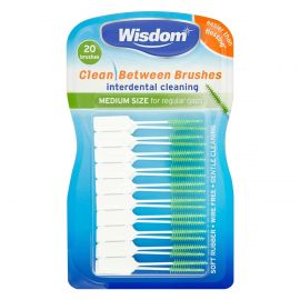 Wisdom Medium Green Clean Between Interdental Brushes - Pack Of 20