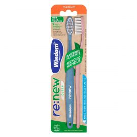 Wisdom re:new Clean Plastic Toothbrush 100% Recycled - Pack Of 2