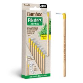 Piksters Bamboo Right Angle Interdental Brush-Size 3 Yellow- 24 Brushes Per Pack