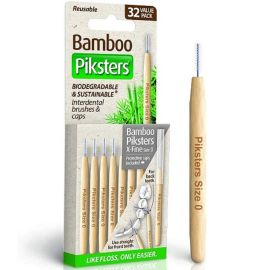 Piksters Bamboo Interdental Brush - Size 0 Grey - 32 Brushes Per Pack