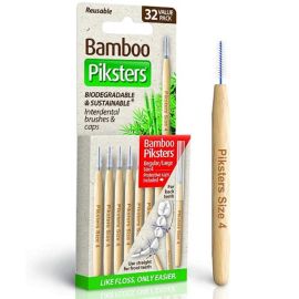 Piksters Bamboo Interdental Brush - Size 4 Red - 32 Brushes Per Pack