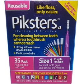Piksters Interdental Brushes Size 1 Purple - Pack of 35
